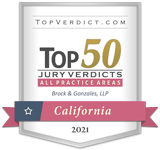 TopVerdict.com | Top 50 | Jury Verdicts All Practice Areas | Brock & Gonzales, LLP California 2021